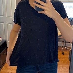 Dark navy tee with white speckle detail